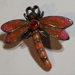 Pink and Orange Dragonfly Pin